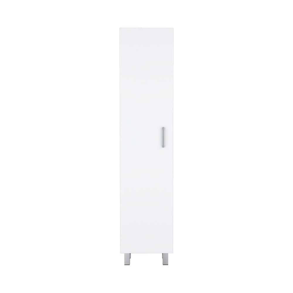 Storage Cabinet Molekeede, Four Shelves, White Finish White Particle Board