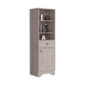 Linen Cabinet Burnedt, One Drawer, One Cabinet, Multiple Shelves, Light Gray Finish Light Gray Particle Board