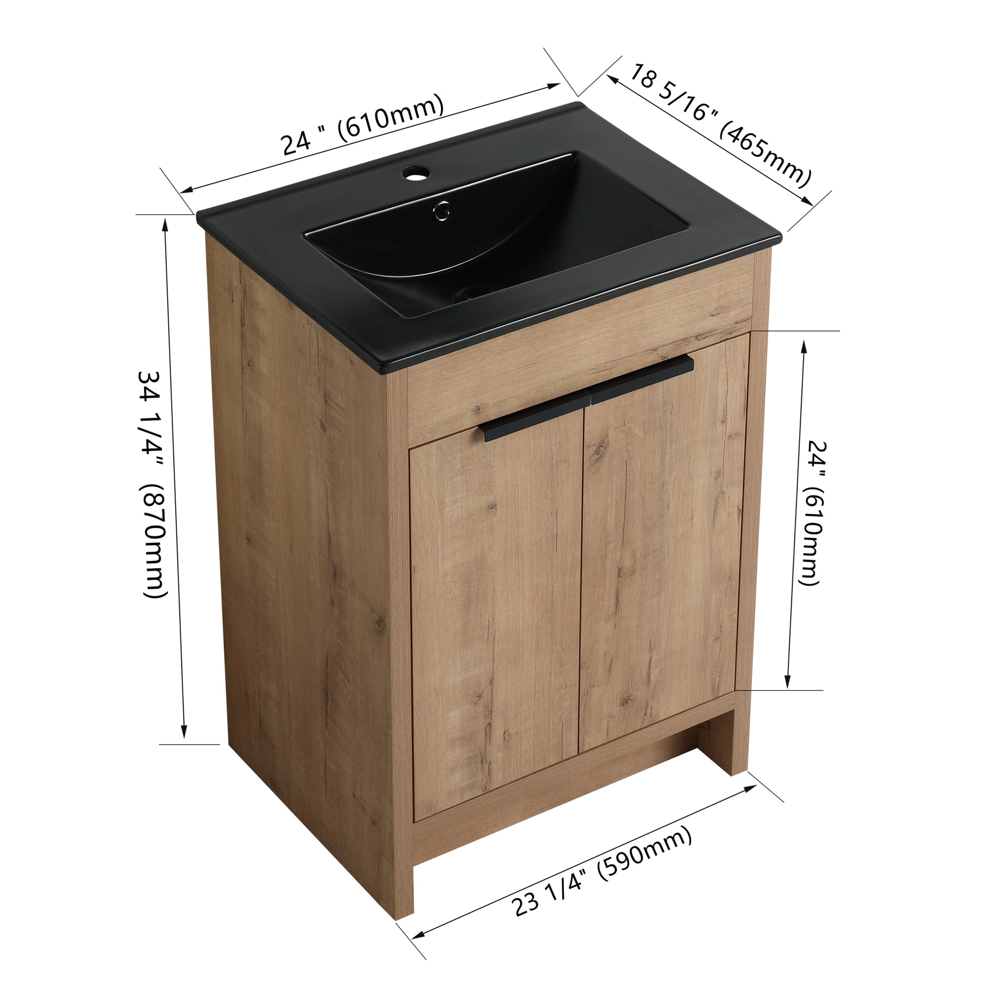 24" Freestanding Bathroom Vanity with Black Ceramic imitative oak-2-freestanding-plywood