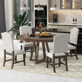 5 Piece Retro Functional Dining Set, Round Table With A 16