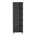 Corner Cabinet Womppi, Five Open Shelves, Single Door, Smokey Oak Finish Gray Particle Board