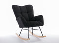 050 Teddy Fabric Rocking Gilder Nursery Chair For Living Room Indoor,Black Solid Black Bedroom Cotton Wipe Clean Modern Rocking Chairs Eucalyptus Tufted Back Foam Teddy