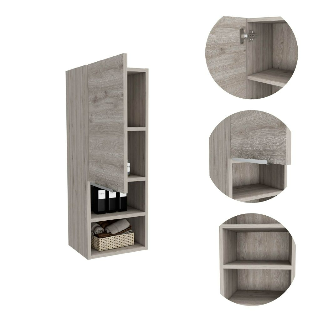 Medicine Cabinet Hazelton, Open and Interior Shelves gray-particle board