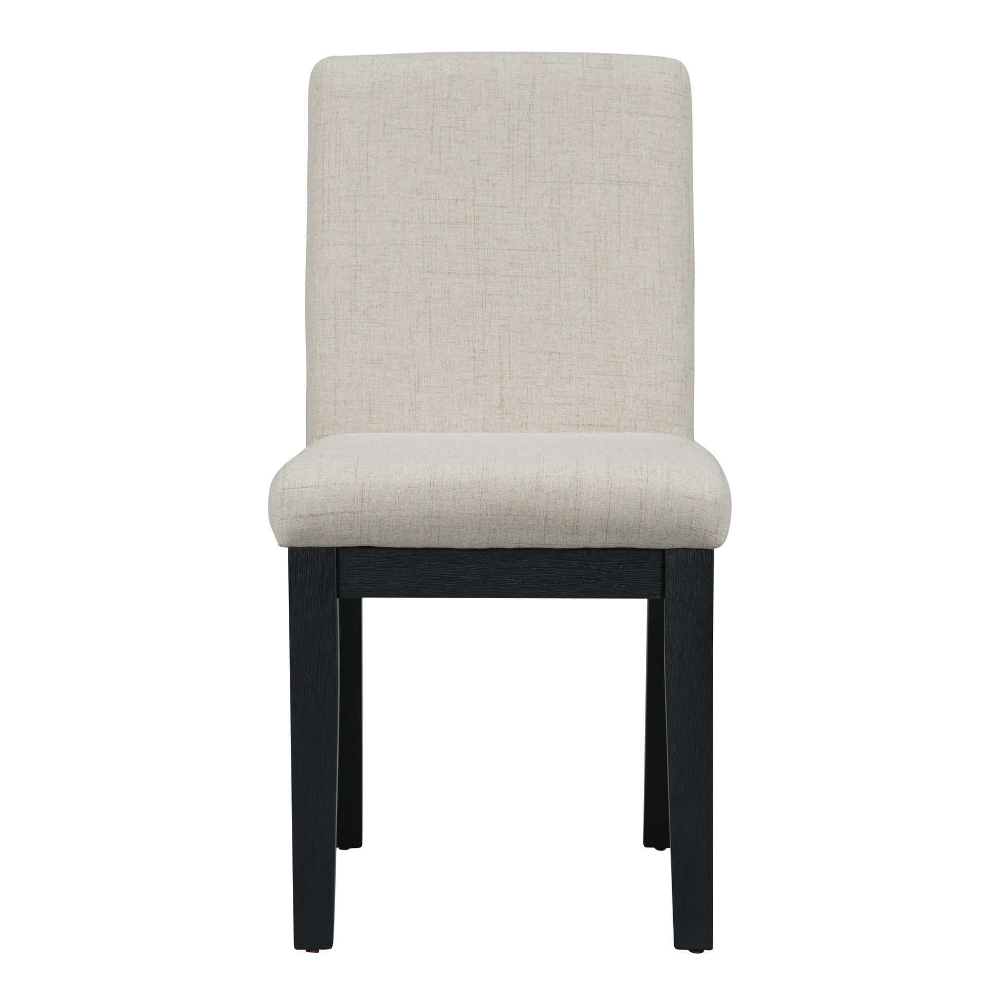 Simple and Modern 4 piece Upholstered Chairs with beige+black-rubber wood