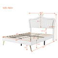 Queen Size Upholstered Bed Frame With Led Lights,Modern Upholstered Princess Bed With Crown Headboard,White White Pu