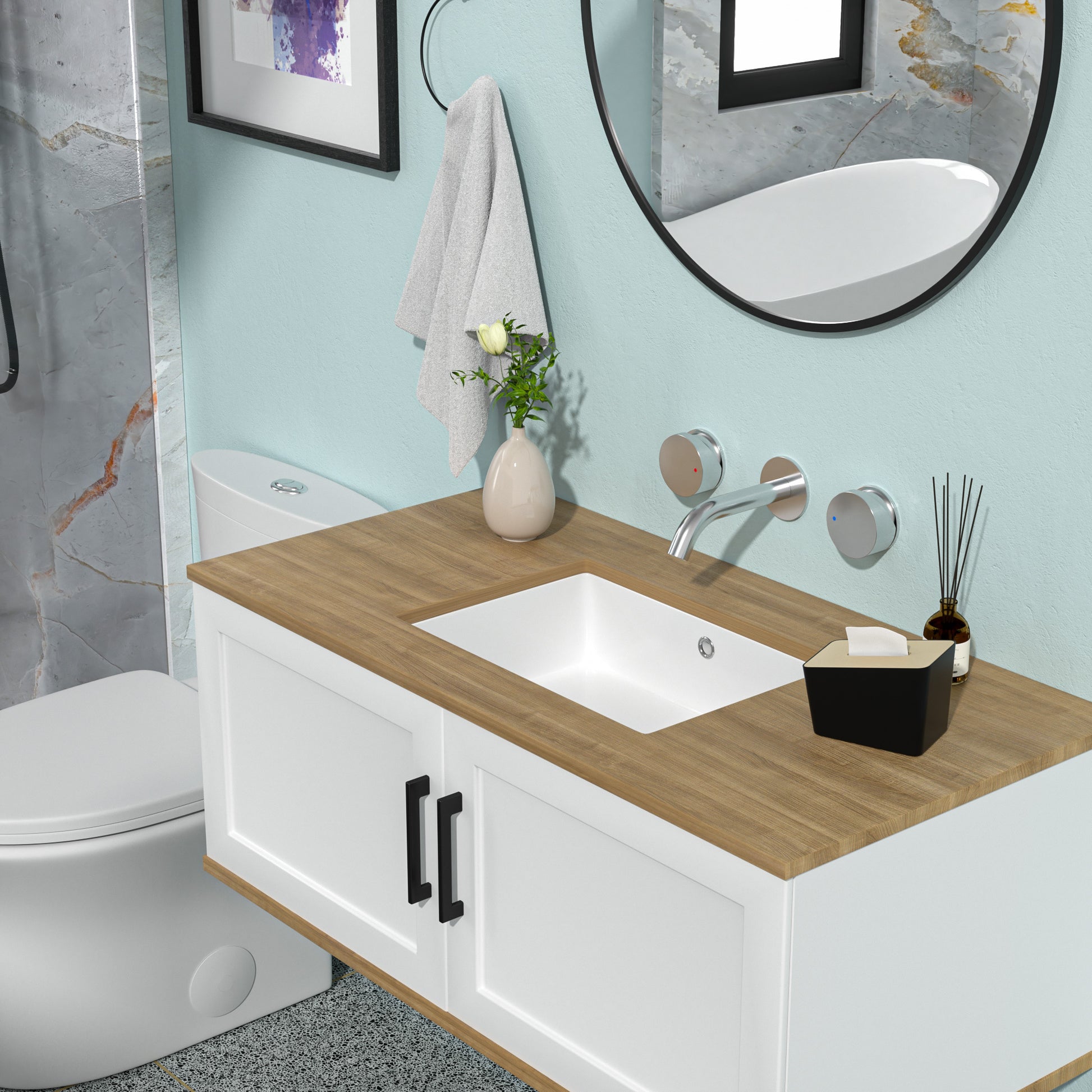 19.5"X14" White Ceramic Rectangular Undermount Bathroom Sink With Overflow White Ceramic