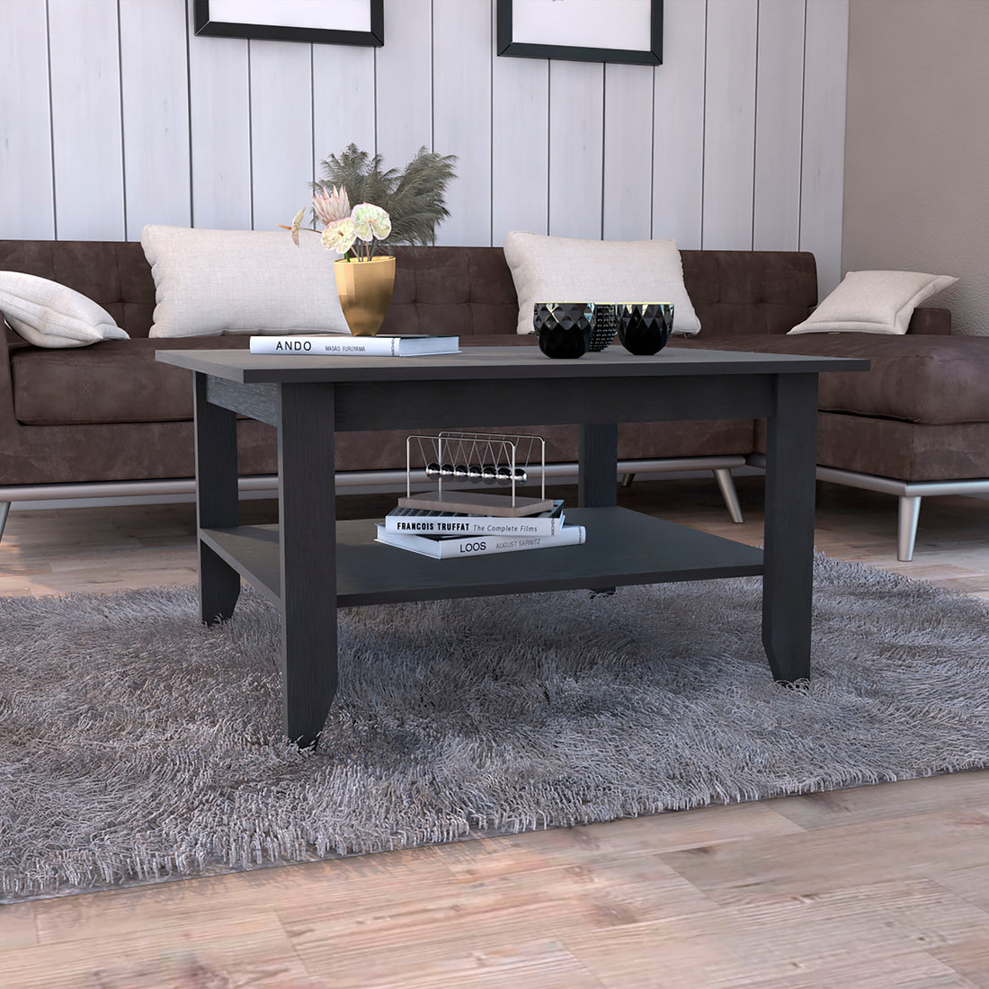 Coffee Table San Jose, One Shelf, Black Wengue