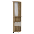 Corner Bar Cabinet Rialto, Three Shelves, Macadamia Finish Beige Particle Board