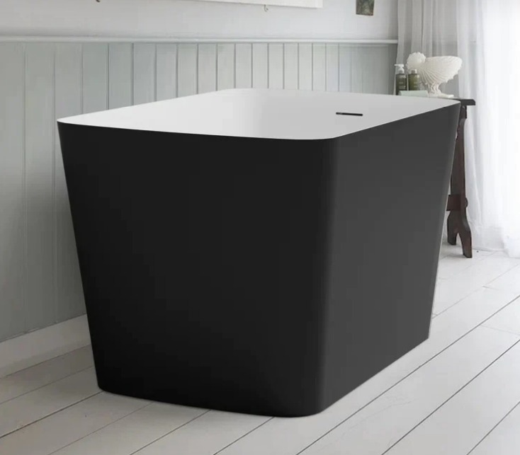 47" 100% Acrylic Freestanding Bathtub,Contemporary Soaking Tub,Matte Black Bathtub Matte Black Acrylic