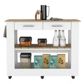 Kitchen Island 46 Inches Dozza, Two Drawers, White Light Oak Finish White Light Oak Particle Board