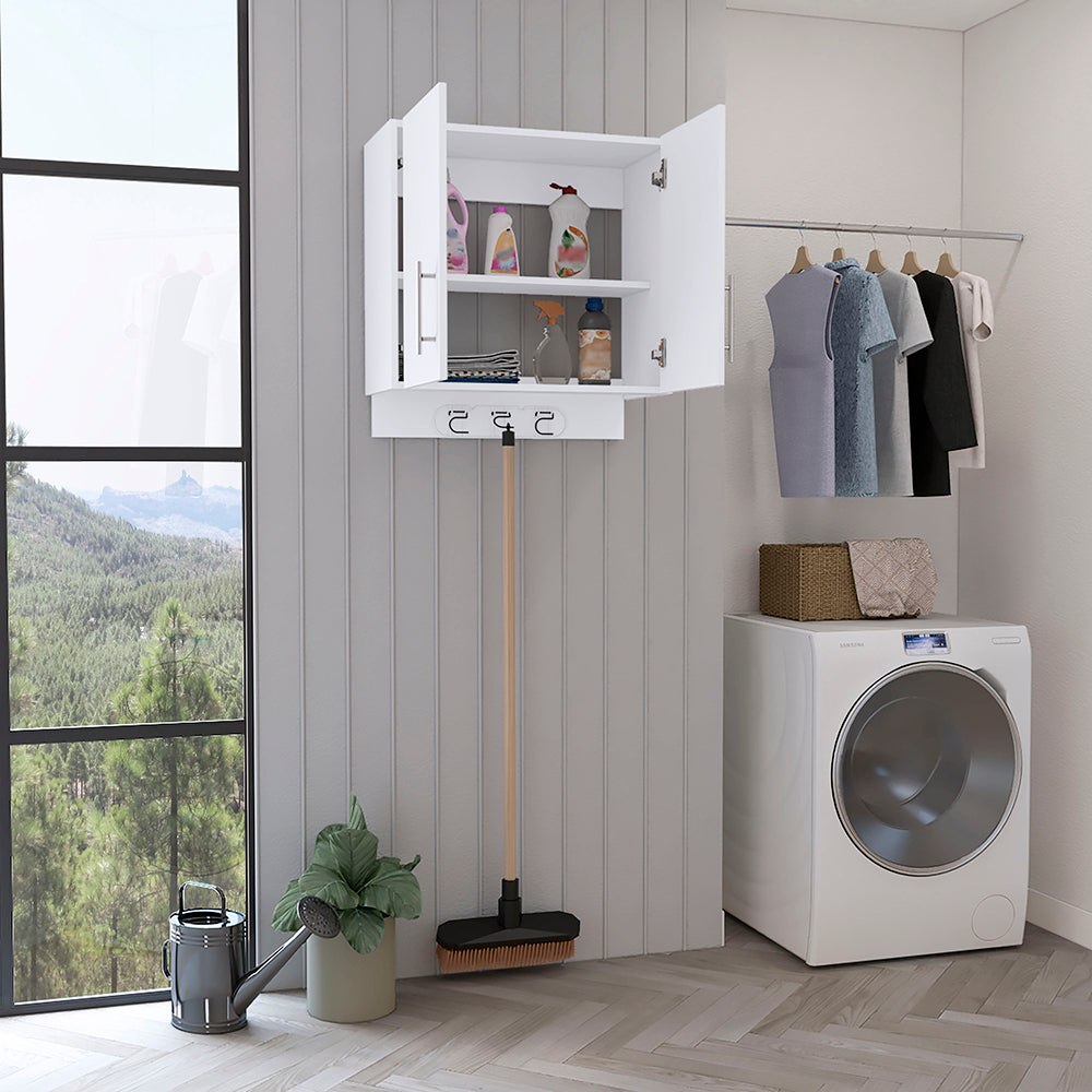 Wall Storage Cabinet Alikuri, Four Cabinets, White Finish White Particle Board