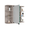 Medicine Cabinet Milano, Six External Shelves Mirror, Light Gray Finish Light Gray Particle Board