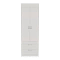 Armoire Tarento,Two Drawers, White Finish White Particle Board