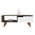 Coffee Table 2.0 Bull, One Drawer, Four Legs, Dark Brown White Finish Dark Brown White Particle Board