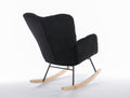 050 Teddy Fabric Rocking Gilder Nursery Chair For Living Room Indoor,Black Solid Black Bedroom Cotton Wipe Clean Modern Rocking Chairs Eucalyptus Tufted Back Foam Teddy