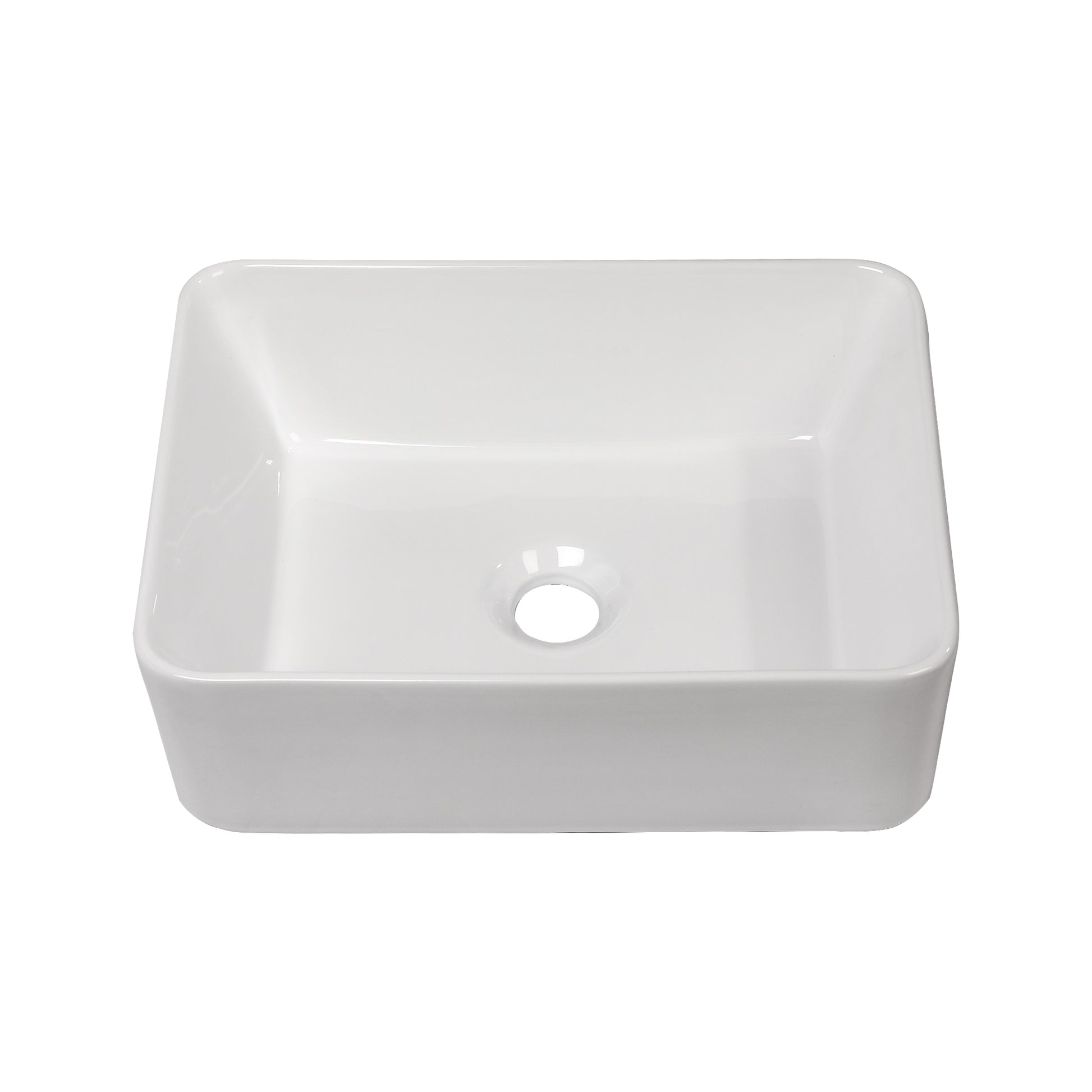 16"X12" White Ceramic Rectangular Vessel Bathroom Sink White Ceramic