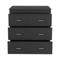 Three Drawer Dresser Litress, Metal Handles, Black Wengue Finish Black Particle Board