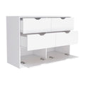 Dresser Curio, Four Drawes, White Finish White Particle Board