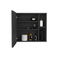 Medicine Cabinet Viking, Three Internal Shelves, Single Door, Two External Shelves, Black Wengue Finish Black Particle Board