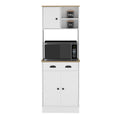 Microwave Storage Stand With 3 Doors And Drawer Arlington, White Macadamia Finish White Particle Board