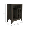 Bar Cabinet Castle, One Open Shelf, Six Wine Cubbies, Carbon Espresso Finish Espresso Particle Board