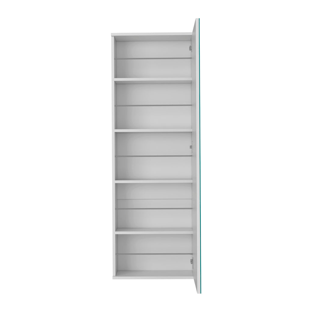 Wall Mounted Shoe Rack With Mirror Chimg, Single Door, White Finish White Particle Board