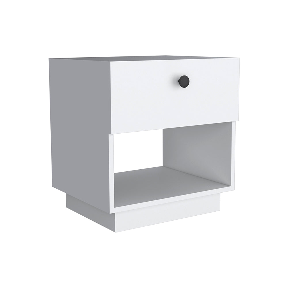 Nightstand Viliigili, One Drawer, White Finish White Particle Board