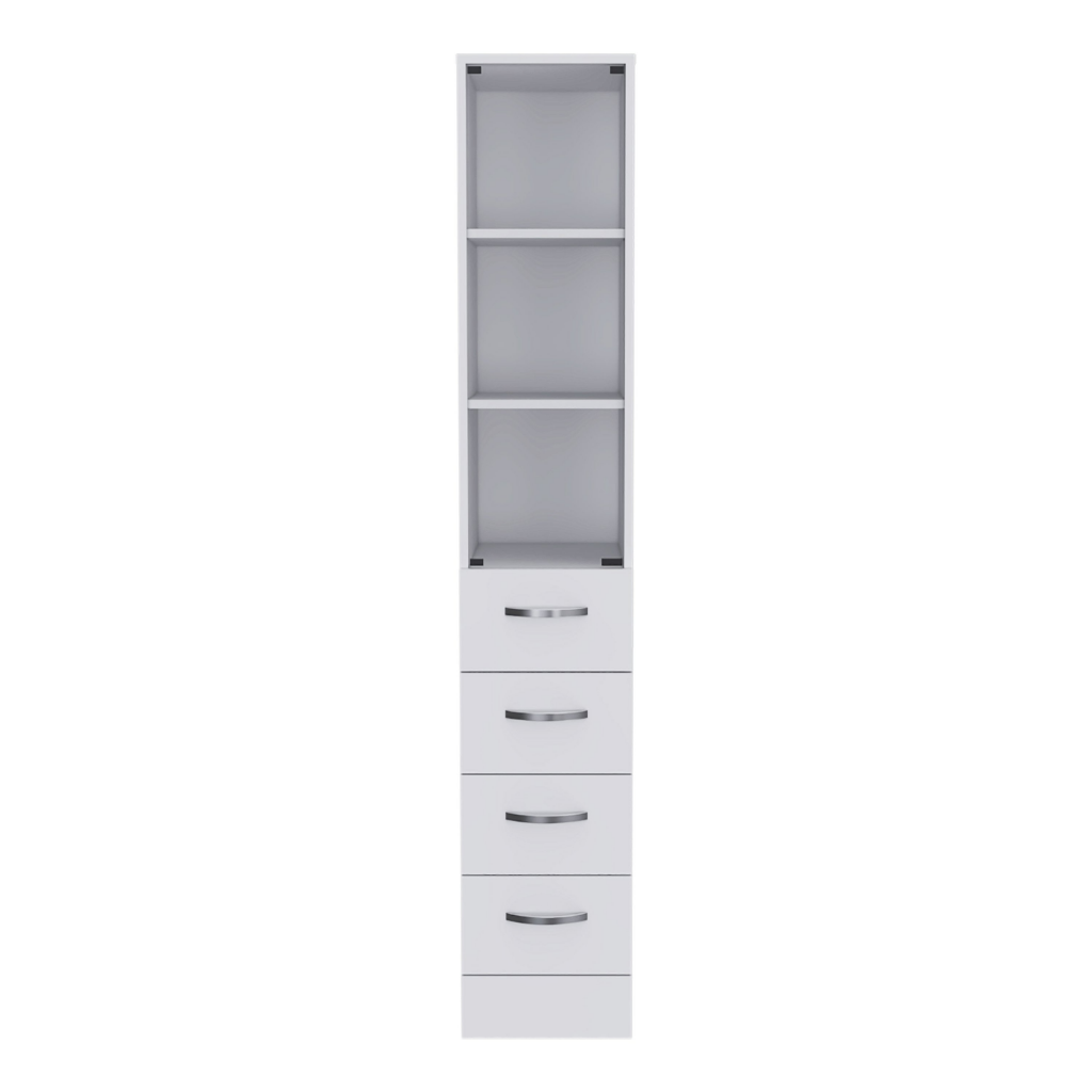 Linen Cabinet Artic, Three Shelves, Single Door, White Finish White Particle Board