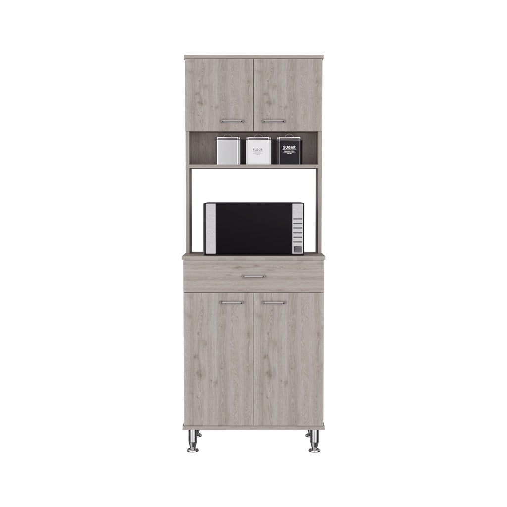 Pantry Piacenza,Two Double Door Cabinet, Light Gray Finish Light Gray Particle Board