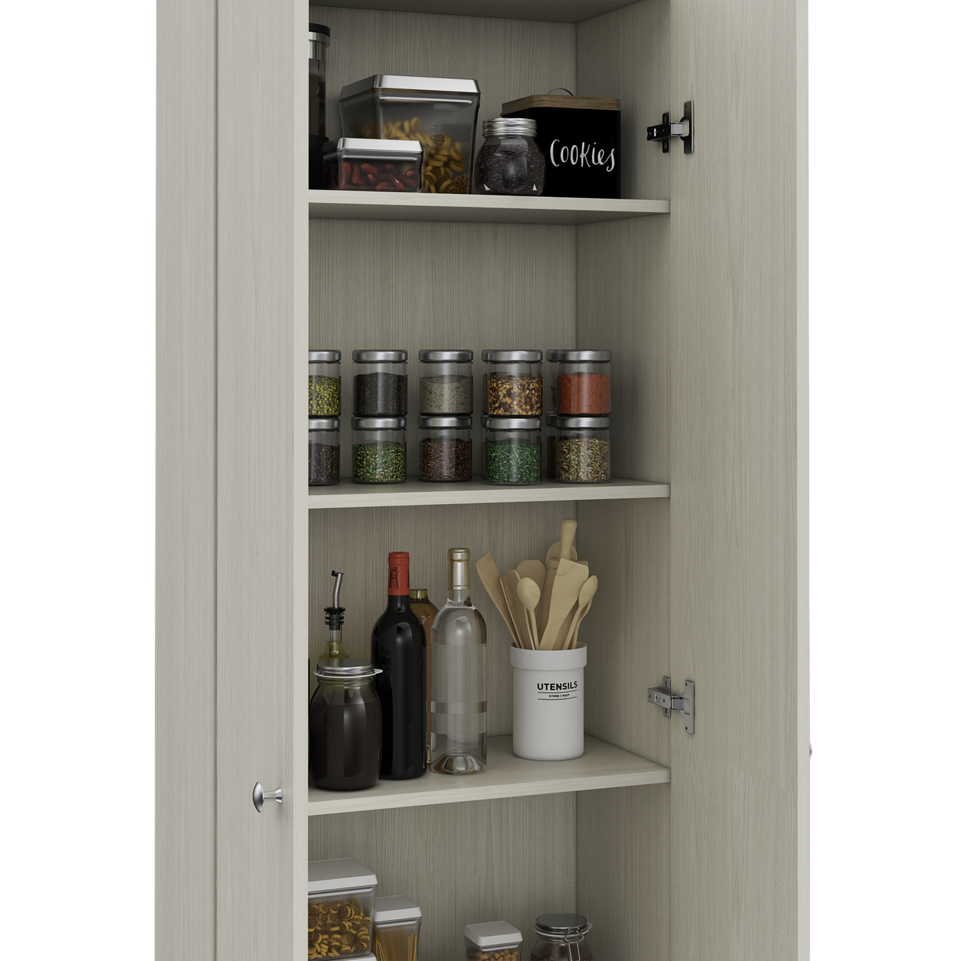 Storage Cabinet Pipestone, Double Door, Pearl Finish White Particle Board