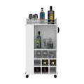 Bar Cart with Casters Reese, Six Wine Cubbies and white-particle board