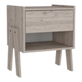 Nightstand Ferku, Open Shelf, One Drawer, Light Gray Finish Light Gray Particle Board