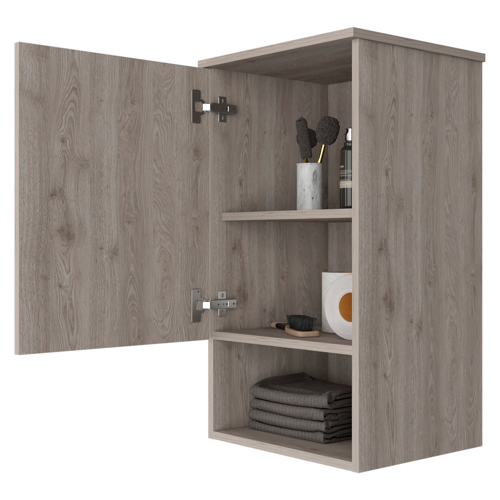 Medicine Cabinet Porto, Two Internal Shelves, Light Gray Finish Light Gray Particle Board