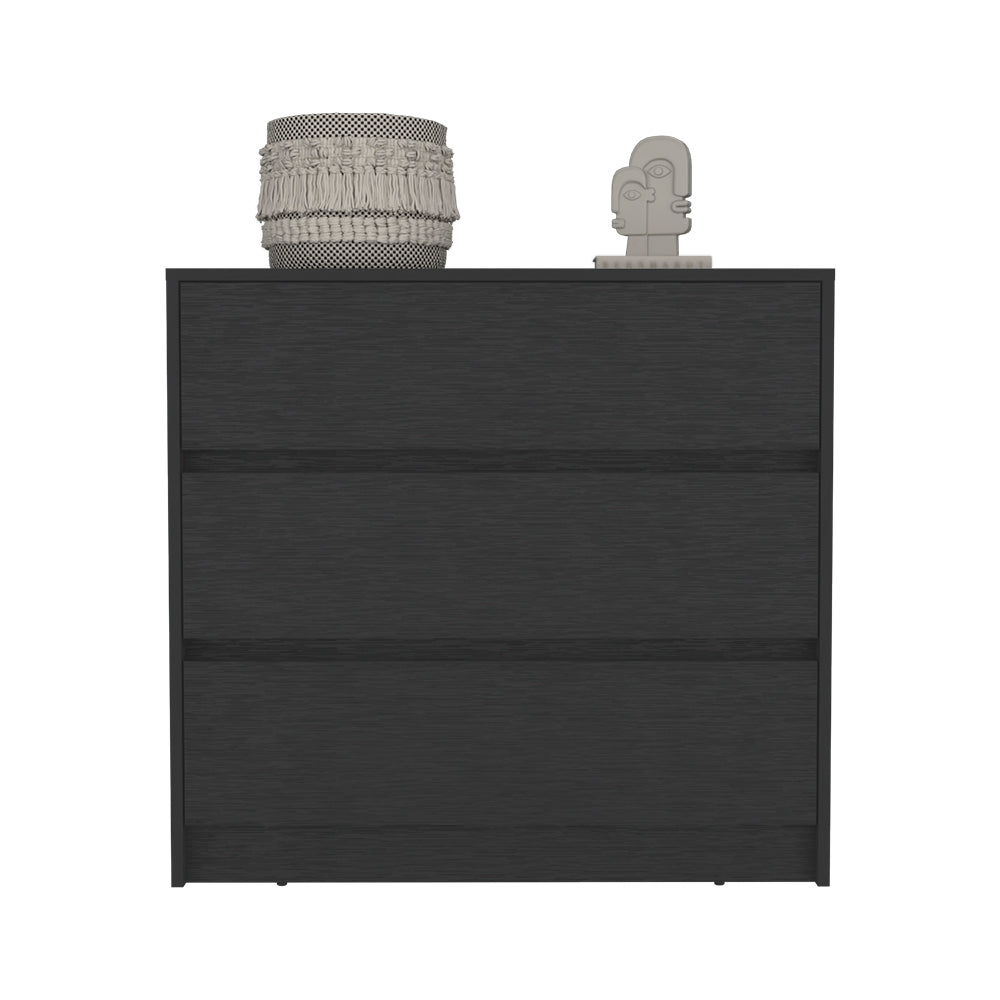 Dresser Maldus, Three Drawers, Black Wengue Finish Black Particle Board