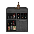 Bar Cabinet Dext, Two Concealed Shelves, Six Wine Cubbies, Light Gray Finish Light Gray Particle Board