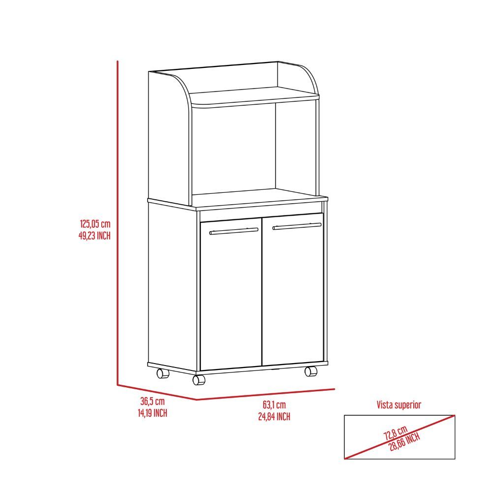 Kitchen Cart Totti, Double Door Cabinet, One Open white-particle board