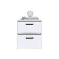 Nightstand Chequered, Two Drawes, White Finish White Particle Board