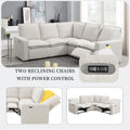 Power Recliner Chair Home Theater Seating Soft Chair With Usb Port For Living Room, Bedroom, Theater Room, Beige Beige Foam Linen