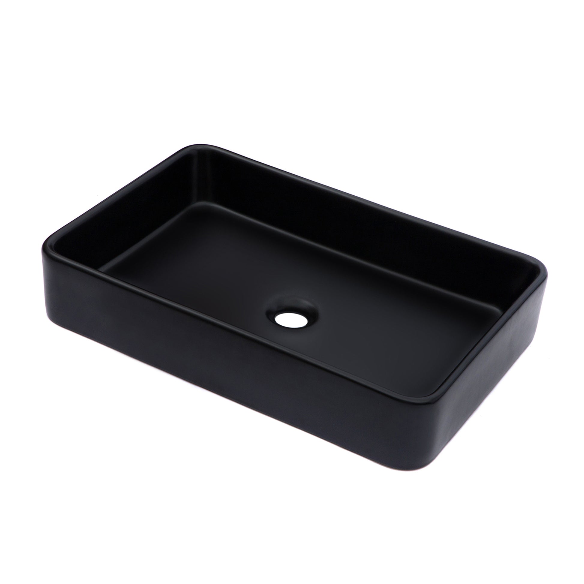 24"X16" Black Ceramic Rectangular Vessel Bathroom Sink Black Ceramic