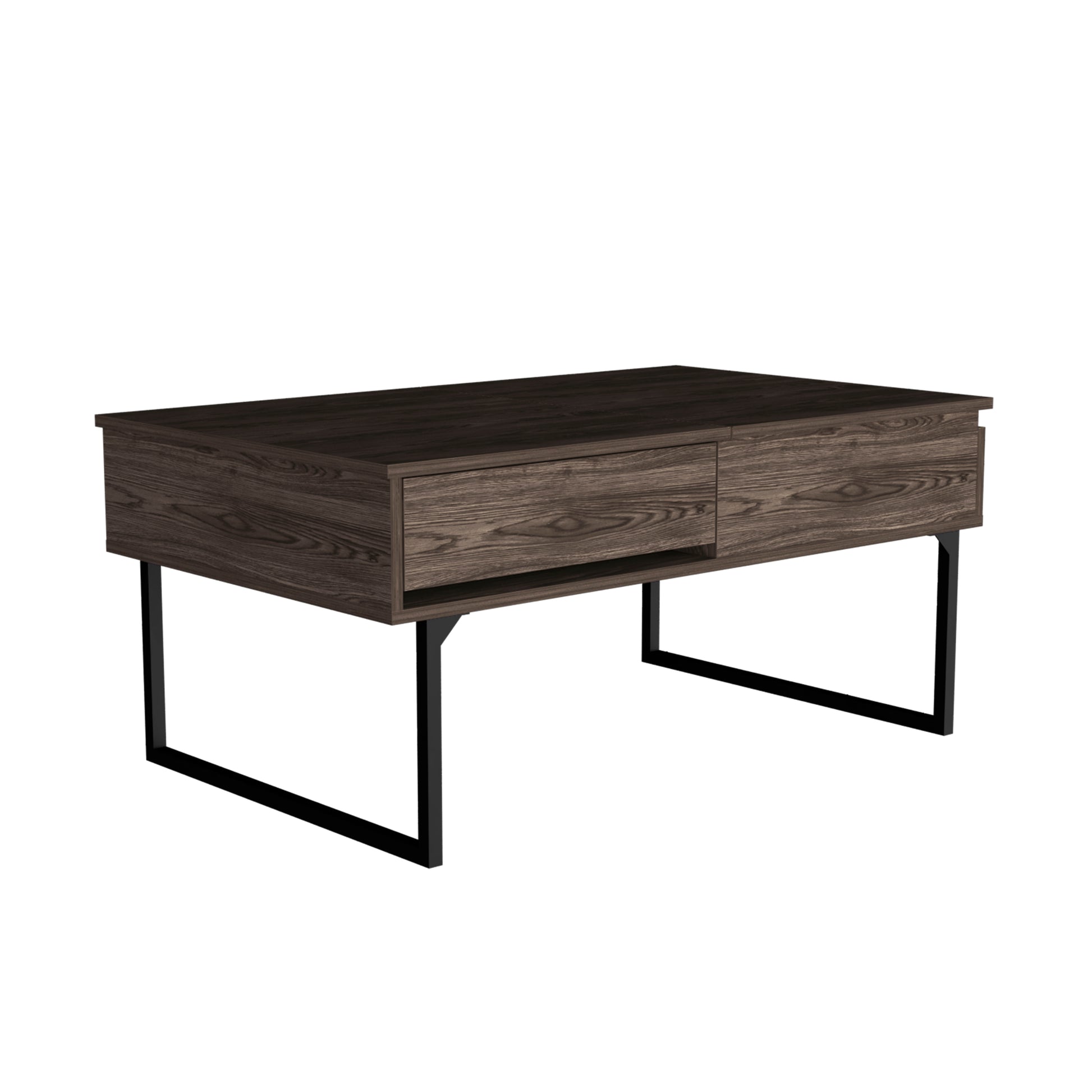 Lift Top Coffee Table With Drawer Vezu, Dark Walnut Finish Brown Particle Board
