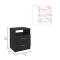 Nightstand Olivenza, Two Drawers, Black Wengue Finish Black Particle Board