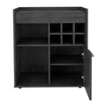 Bar Cabinet Dext, Two Concealed Shelves, Six Wine Cubbies, Light Gray Finish Light Gray Particle Board