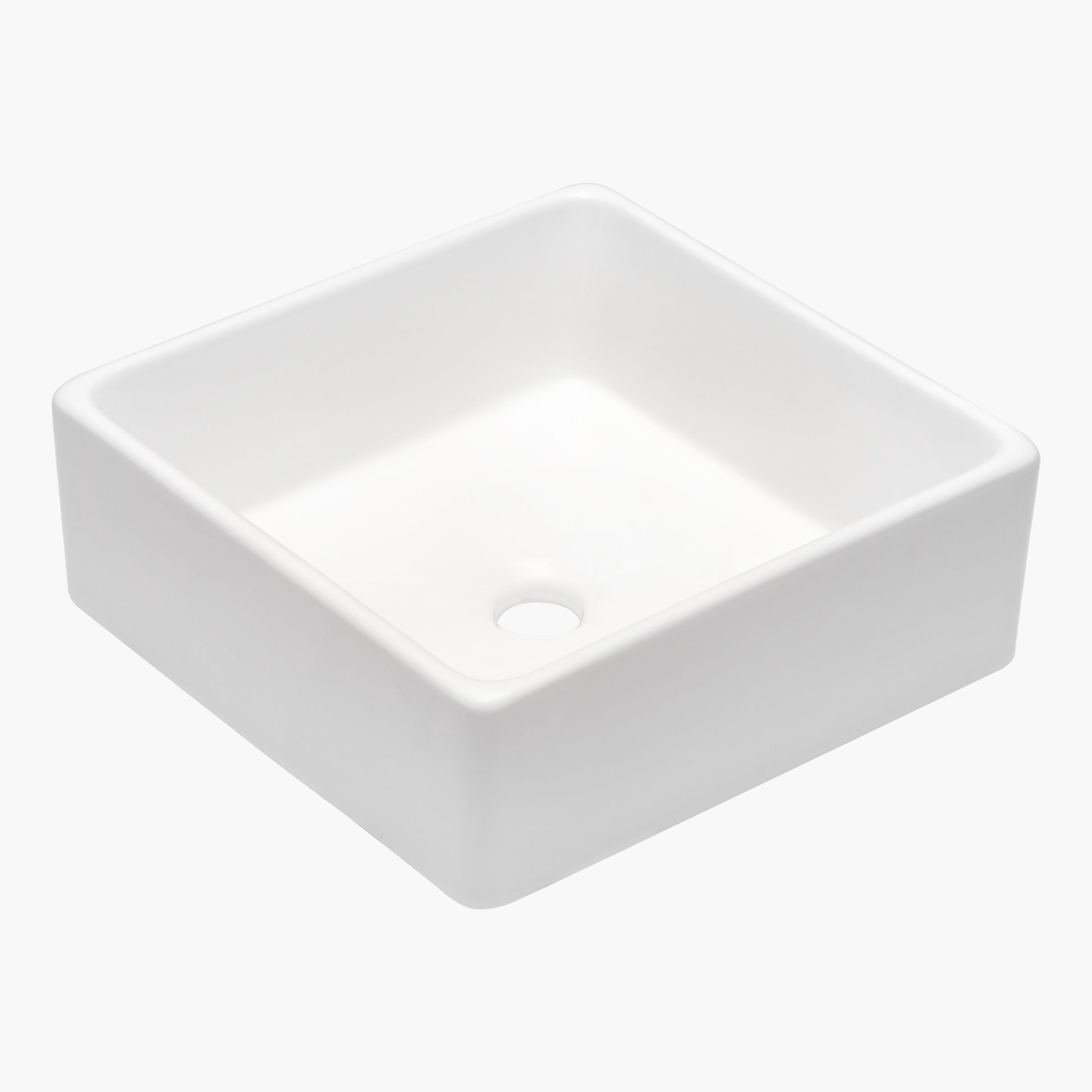 15X15 Inch White Ceramic Square Vessel Bathroom Sink White Ceramic