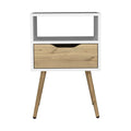 Nightstand Fugaz, Open Shelf, Single Drawer, White Light Oak Finish White Light Oak Particle Board