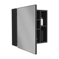 Medicine Cabinet Viking, Three Internal Shelves, Single Door, Two External Shelves, Black Wengue Finish Black Particle Board