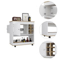 Bar Cart Aloha, Lower Panel, Six Bottle Cubbies, One Cabinet, Light Oak White Finish Light Oak Particle Board