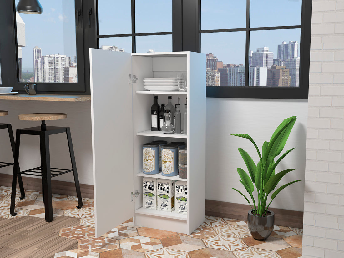 Pantry Miami, Single Door Cabinet, White Finish white-particle board