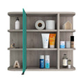 Medicine Cabinet Milano, Six External Shelves Mirror, Light Gray Finish Light Gray Particle Board