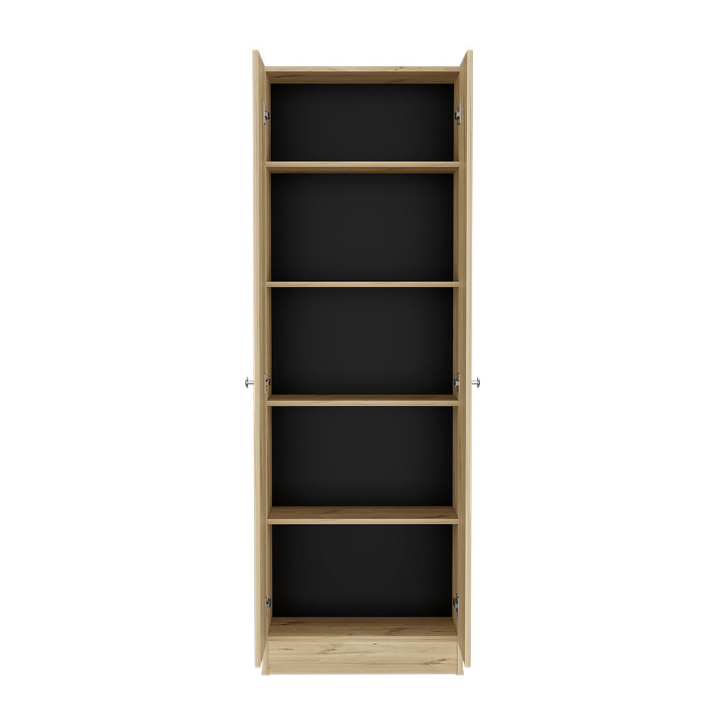 Storage Cabinet Pipestone, Five Shelves, Light Oak Black Wengue Finish Light Oak Particle Board