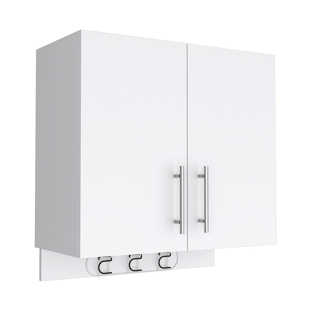 Wall Storage Cabinet Alikuri, Four Cabinets, White Finish White Particle Board